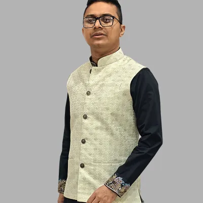 Mint Green Jacquard Waistcoat 